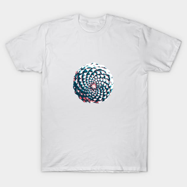 pine cone in coral, aqua and indigo T-Shirt by VrijFormaat